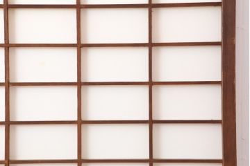 アンティーク建具　格子入り障子戸2枚セット(ガラス帯戸、引き戸、建具、格子戸)(R-036778)