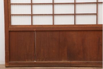 アンティーク建具　格子入り障子戸2枚セット(ガラス帯戸、引き戸、建具、格子戸)(R-036778)