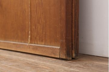 アンティーク建具　格子入り障子戸2枚セット(ガラス帯戸、引き戸、建具、格子戸)(R-036778)