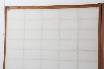 アンティーク建具　格子入り障子戸2枚セット(ガラス帯戸、引き戸、建具、格子戸)(R-036778)