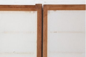 アンティーク建具　格子入り障子戸2枚セット(ガラス帯戸、引き戸、建具、格子戸)(R-036778)