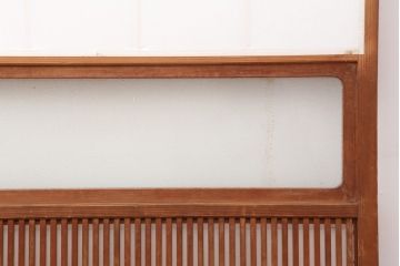 アンティーク建具　格子入り障子戸2枚セット(ガラス帯戸、引き戸、建具、格子戸)(R-036778)