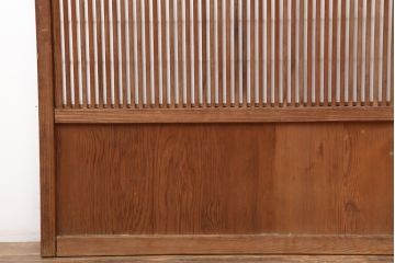 アンティーク建具　格子入り障子戸2枚セット(ガラス帯戸、引き戸、建具、格子戸)(R-036778)