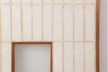 アンティーク建具　昭和初期　縦額入り障子戸2枚セット(引き戸、建具)(R-036779)