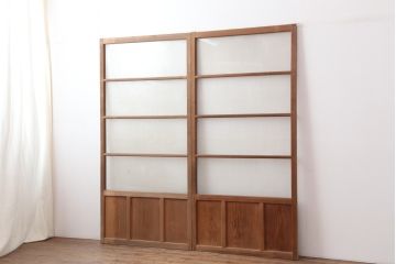 アンティーク建具　シンプルなガラス戸2枚セット(引き戸、建具)(R-036780)