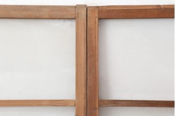 アンティーク建具　シンプルなガラス戸2枚セット(引き戸、建具)(R-036780)