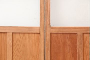 アンティーク建具　シンプルなガラス戸2枚セット(引き戸、建具)(R-036780)