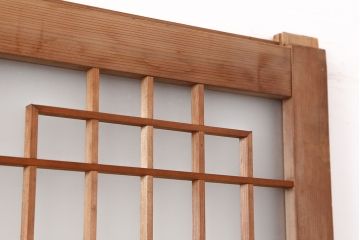 アンティーク建具　腰板ケヤキ　組子が魅力の大額入りガラス戸4枚セット(引き戸、建具)(R-036781)