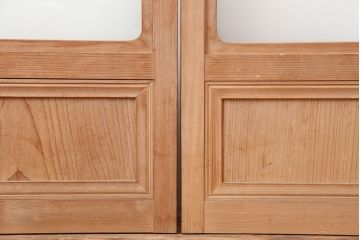アンティーク建具　腰板ケヤキ　組子が魅力の大額入りガラス戸4枚セット(引き戸、建具)(R-036781)