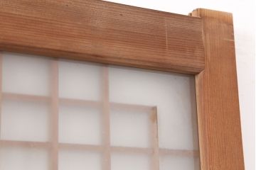 アンティーク建具　腰板ケヤキ　組子が魅力の大額入りガラス戸4枚セット(引き戸、建具)(R-036781)