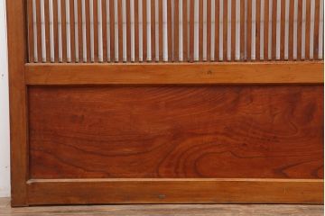 アンティーク建具　腰板ケヤキ　裏障子付き　桟が存在感を放つ格子戸2枚セット(ガラス帯戸、引き戸、建具)(R-036782)