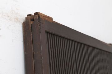 アンティーク建具　腰板ケヤキ材　裏ガラス入り　和の雰囲気高める格子戸2枚セット(ガラス帯戸、引き戸、建具)(R-036783)