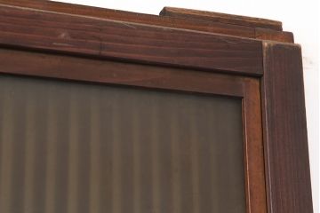 アンティーク建具　腰板ケヤキ材　裏ガラス入り　和の雰囲気高める格子戸2枚セット(ガラス帯戸、引き戸、建具)(R-036783)