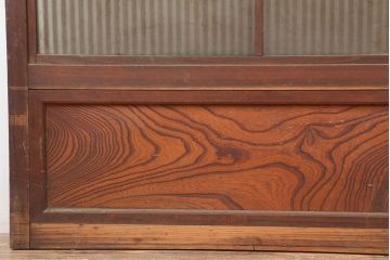 アンティーク建具　腰板ケヤキ材　裏ガラス入り　和の雰囲気高める格子戸2枚セット(ガラス帯戸、引き戸、建具)(R-036783)