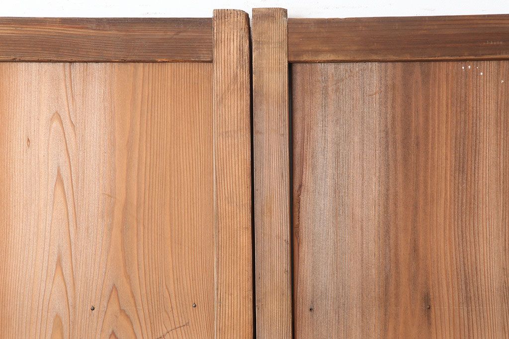 アンティーク建具　和製アンティーク　昭和初期　木味を楽しめる板戸2枚セット(雨戸、引き戸、建具)(R-036784)