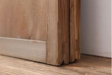 アンティーク建具　和製アンティーク　昭和初期　木味を楽しめる板戸2枚セット(雨戸、引き戸、建具)(R-036784)