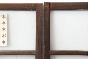 アンティーク建具　腰板ケヤキ　昭和初期　レトロなガラス戸2枚セット(引き戸、建具)(R-036785)