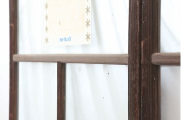 アンティーク建具　腰板ケヤキ　昭和初期　レトロなガラス戸2枚セット(引き戸、建具)(R-036785)