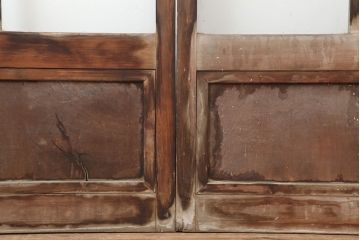 アンティーク建具　腰板ケヤキ　昭和初期　レトロなガラス戸2枚セット(引き戸、建具)(R-036785)