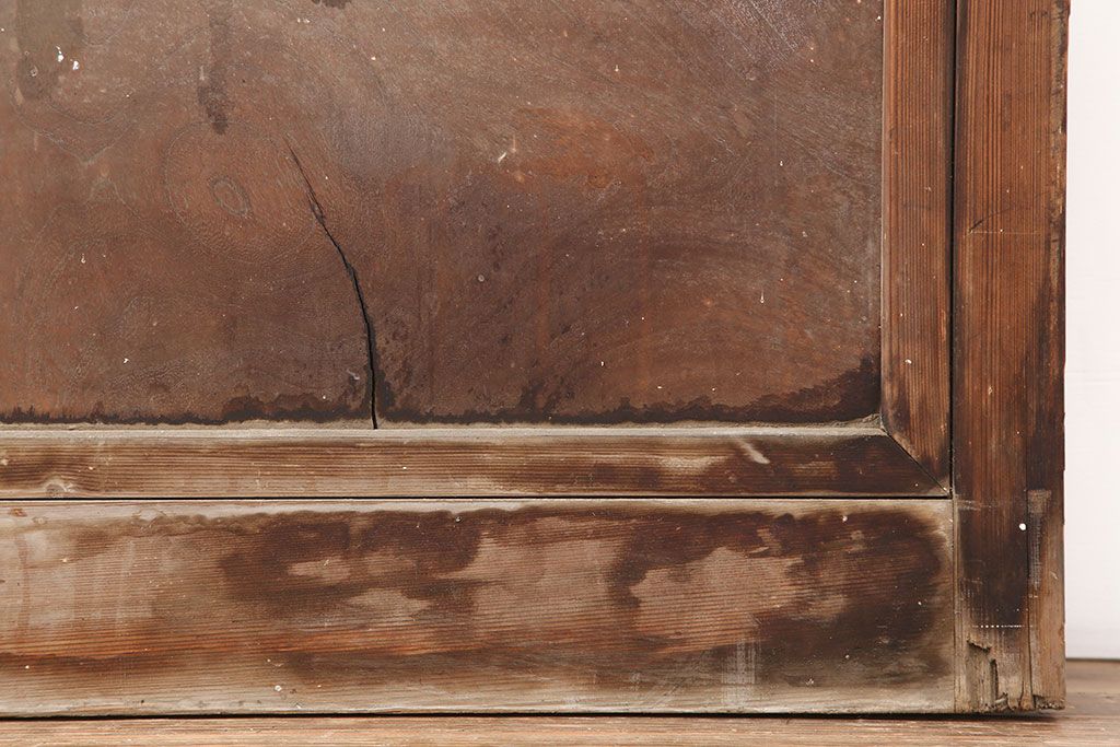 アンティーク建具　腰板ケヤキ　昭和初期　レトロなガラス戸2枚セット(引き戸、建具)(R-036785)