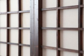 アンティーク建具　明治大正期　和レトロな雰囲気が魅力の障子戸4枚セット(建具、引き戸)(R-036786)