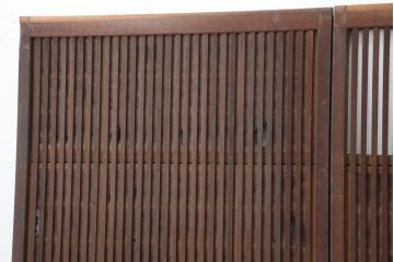 アンティーク建具　明治大正期　幅狭　レトロな雰囲気が魅力の裏障子付き格子戸3枚セット(建具、引き戸)(R-036787)