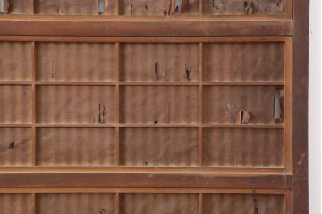 アンティーク建具　明治大正期　幅狭　レトロな雰囲気が魅力の裏障子付き格子戸3枚セット(建具、引き戸)(R-036787)