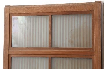 アンティーク建具　昭和中期　裏ガラス付き　和モダンなインテリアにおすすめな格子戸2枚セット(建具、引き戸)(R-036788)
