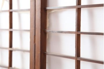 アンティーク建具　昭和初期　シンプルな木製フレームの障子戸3枚セット(ガラス帯戸、建具、引き戸)(R-036790)