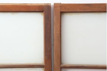 アンティーク建具　昭和初期　レトロな雰囲気が魅力の大きな窓2枚セット　(R-036791)