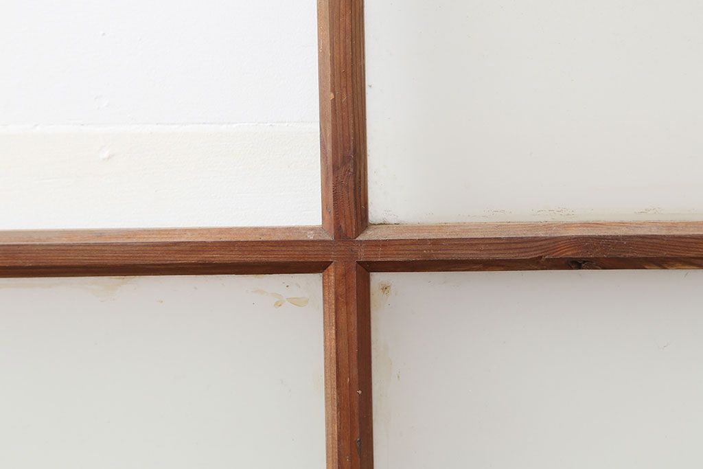 アンティーク建具　昭和初期　レトロな雰囲気が魅力の大きな窓2枚セット　(R-036791)