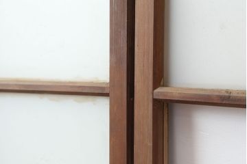 アンティーク建具　昭和初期　レトロな雰囲気が魅力の大きな窓2枚セット　(R-036791)