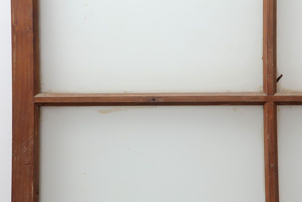 アンティーク建具　昭和初期　レトロな雰囲気が魅力の大きな窓2枚セット　(R-036791)