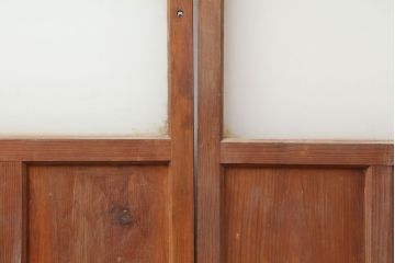 アンティーク建具　昭和初期　レトロな雰囲気が魅力の大きな窓2枚セット　(R-036791)