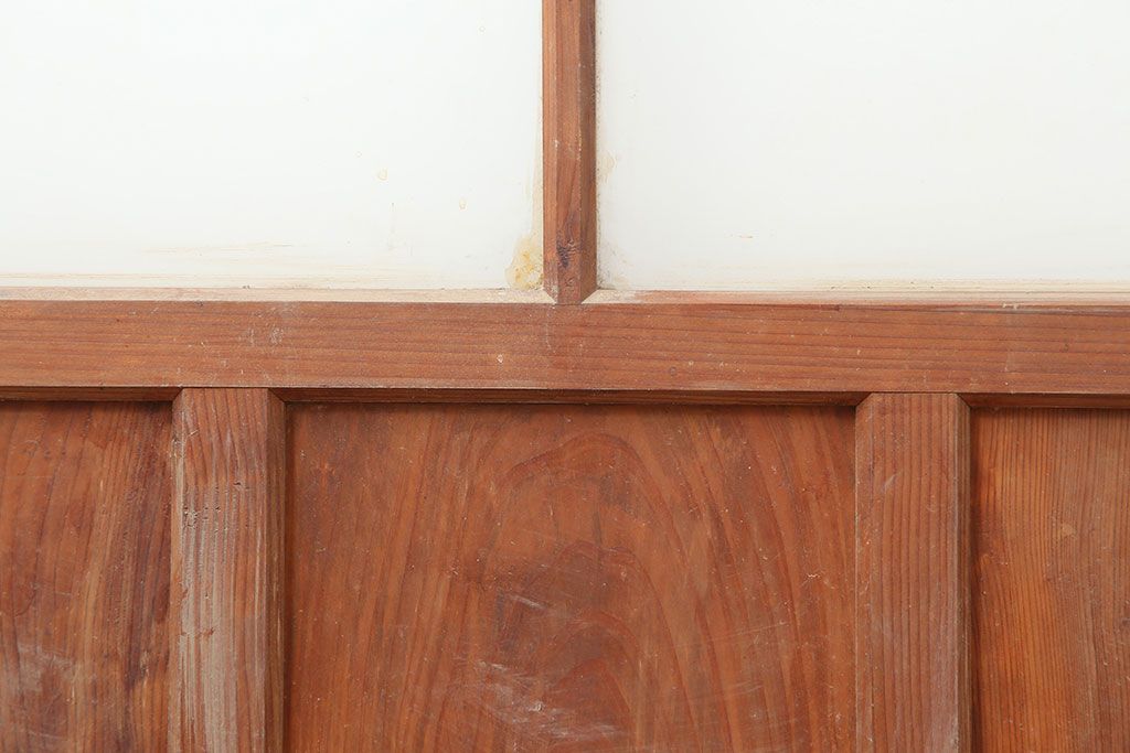 アンティーク建具　昭和初期　レトロな雰囲気が魅力の大きな窓2枚セット　(R-036791)