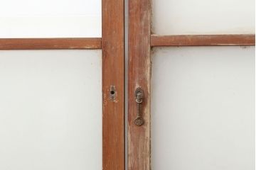 アンティーク建具　昭和初期　レトロな雰囲気が魅力の大きな窓2枚セット　(R-036791)