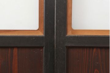 アンティーク建具　大正昭和初期　レトロな佇まいが魅力的なガラス帯戸3枚セット(建具、引き戸)(R-036793)