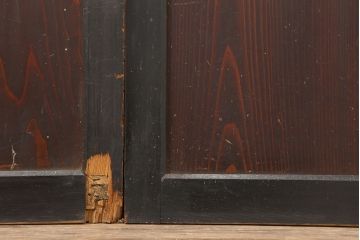 アンティーク建具　大正昭和初期　レトロな佇まいが魅力的なガラス帯戸3枚セット(建具、引き戸)(R-036793)