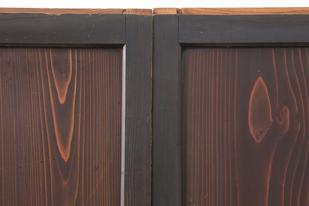 アンティーク建具　大正昭和初期　レトロな佇まいが魅力的なガラス帯戸3枚セット(建具、引き戸)(R-036793)