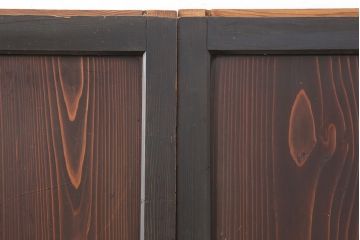 アンティーク建具　大正昭和初期　レトロな佇まいが魅力的なガラス帯戸3枚セット(建具、引き戸)(R-036793)