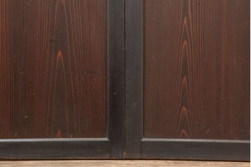 アンティーク建具　大正昭和初期　レトロな佇まいが魅力的なガラス帯戸3枚セット(建具、引き戸)(R-036793)