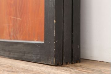 アンティーク建具　大正昭和初期　レトロな佇まいが魅力的なガラス帯戸3枚セット(建具、板戸、引き戸)(R-036794)