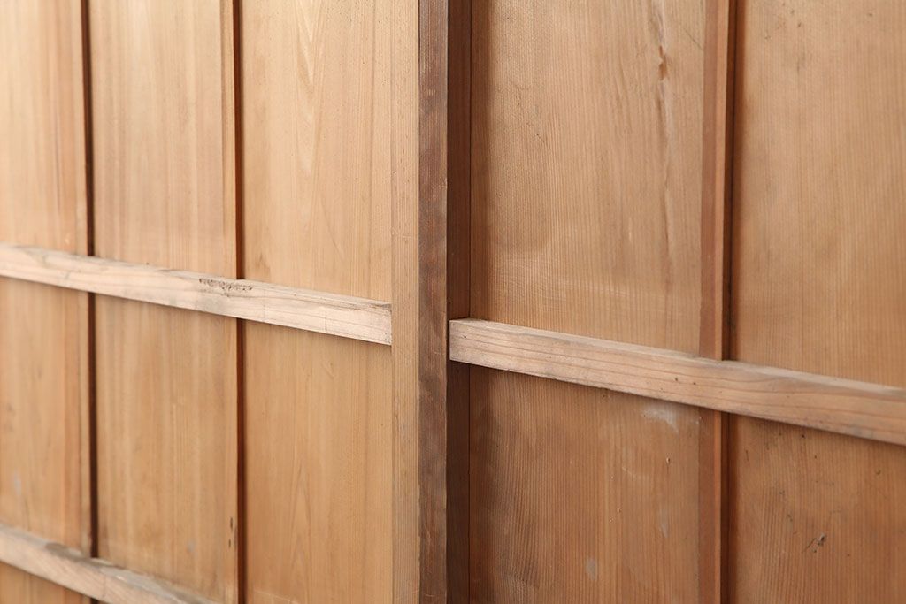 アンティーク建具　木味を楽しめる板戸4枚セット(引き戸、建具)(R-036796)