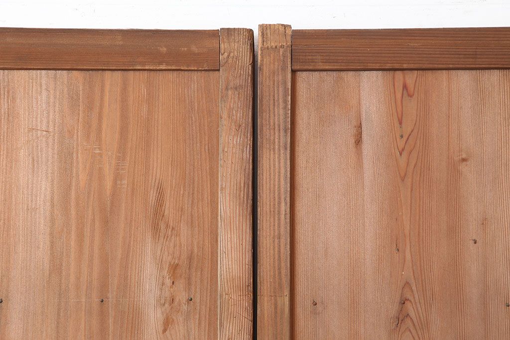 レトロ建具　昭和レトロ　昭和中期　木味を楽しめる板戸3枚セット(雨戸、引き戸、建具)(R-036797)