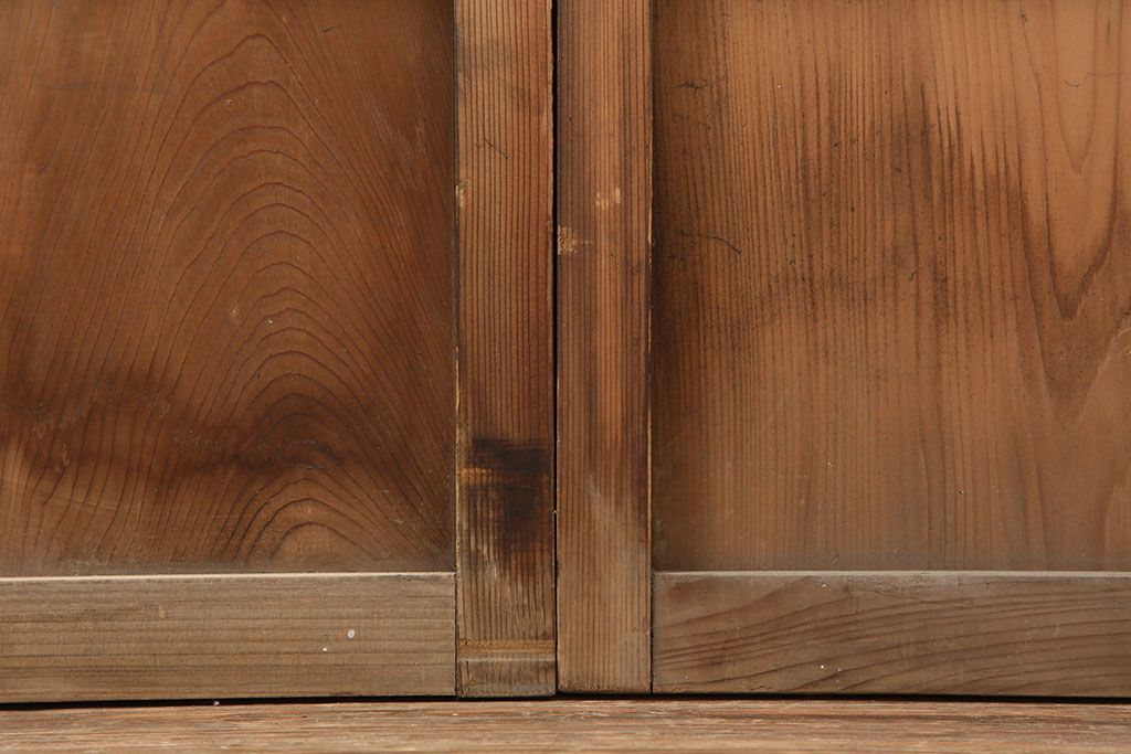 レトロ建具　昭和レトロ　昭和中期　木味を楽しめる板戸3枚セット(雨戸、引き戸、建具)(R-036797)