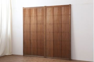 アンティーク建具　木味を楽しめる板戸2枚セット(引き戸、建具)(R-036799)