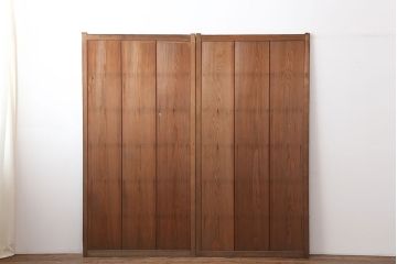 アンティーク建具　木味を楽しめる板戸2枚セット(引き戸、建具)(R-036799)