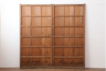 アンティーク建具　木味を楽しめる板戸2枚セット(引き戸、建具)(R-036799)