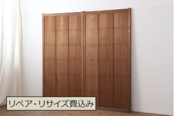 アンティーク建具　木味を楽しめる板戸2枚セット(引き戸、建具)(R-036799)