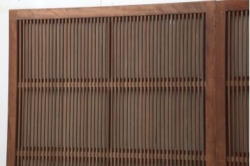 アンティーク建具　昭和初期　裏ガラス付き　腰板欅(ケヤキ)材　格子戸4枚セット(建具、引き戸)(R-036800)